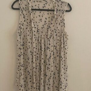Ember Women's Sleeveless Sheer Bird Print Top size XL